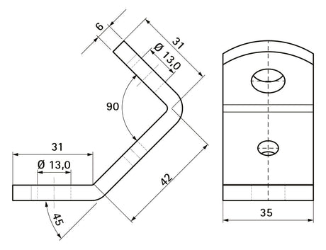 Walraven Abspannwinkel ev Löcher: 13 mm für Schiene, Ausleger o. Festpunkt | 6698013