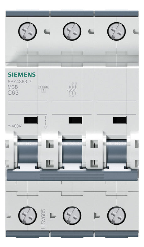 SIEMENS Leitungsschutzschalter UC C 63A 5SY4363-7 3p 400V 3TE 50Hz IP20