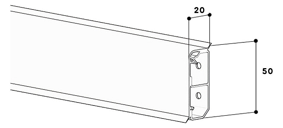 GGK Sockelleistenkanal Kst 50x20x2000mm SL 20x50 aws