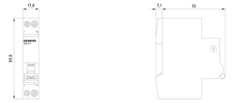 SIEMENS Leitungsschutzschalter UC F 6A 5SY1706-2 1p 230V 1TE 60Hz IP20