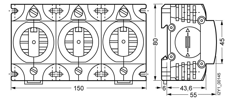 SIEMENS D-Sicherungssockel DIII 3p 63A 5SF5268 500V Kst m.Abd Schraubbef