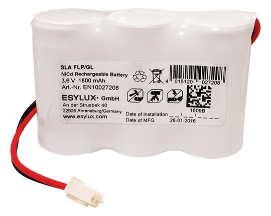 ESYLUX Akkupack 3,6V NiCad 1800mAh 3zell Zubehör SLA FLP/GL BATTERY NiCd 1800mAh