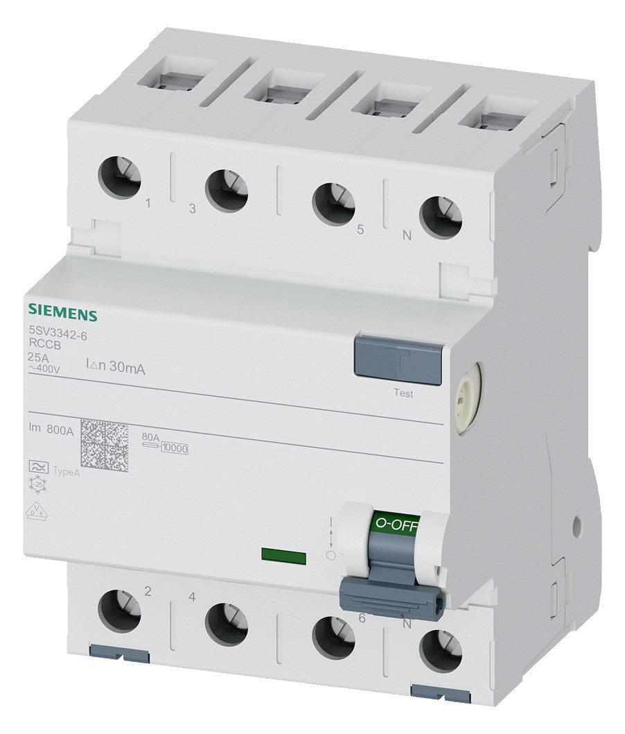 SIEMENS FI-Schutzschalter A 4p 440V 25A 5SV3342-6 0,03A 4TE REG 10kA 1kA/stoß