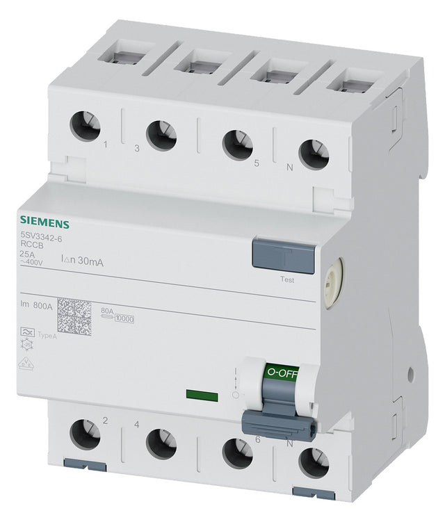 SIEMENS FI-Schutzschalter A 4p 440V 25A 5SV3342-6 0,03A 4TE REG 10kA 1kA/stoß