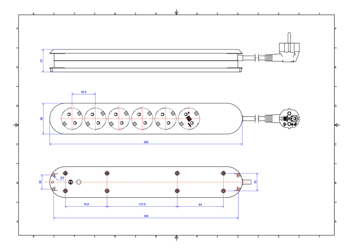 BACHMANN Steckdosenleiste 3f ws 5m 35° 387.272 IP20 1,5qmm
