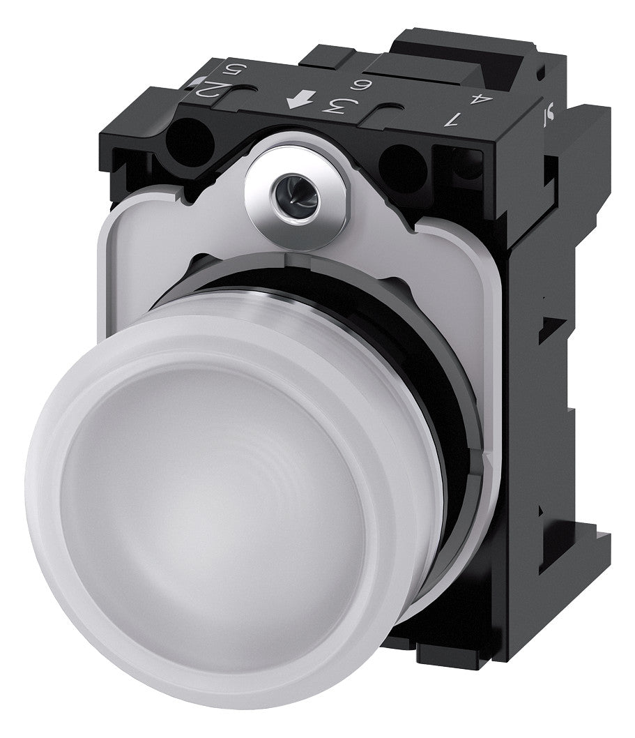 SIEMENS Leuchtmelder komplett 1f ws LED 3SU1156-6AA60-3AA0 AC rnd hoch  22mm