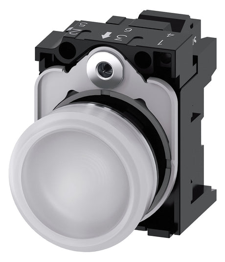 SIEMENS Leuchtmelder komplett 1f ws LED 3SU1156-6AA60-3AA0 AC rnd hoch  22mm