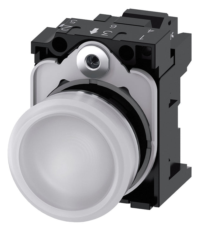 SIEMENS Leuchtmelder komplett 1f ws LED 3SU1156-6AA60-3AA0 AC rnd hoch  22mm