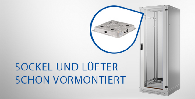 19" Netzwerkschrank-Set PRO 42HE, 800x800 mm, RAL7035,  2f. Lüfter, Netzltg. +Sockel Stück
