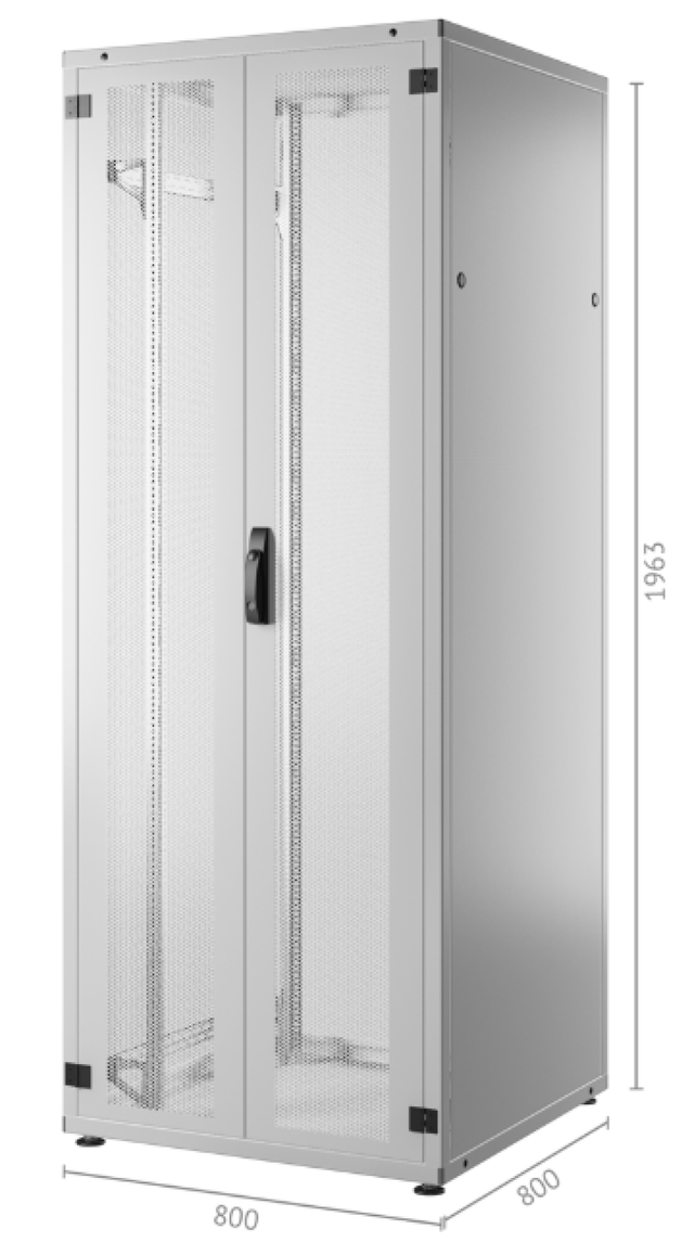 19'' Serverschrank PRO 42HE, 800x800 mm, F=2-tlg., R=Stahl 1-tlg. 2xVR, RAL7035 Stück