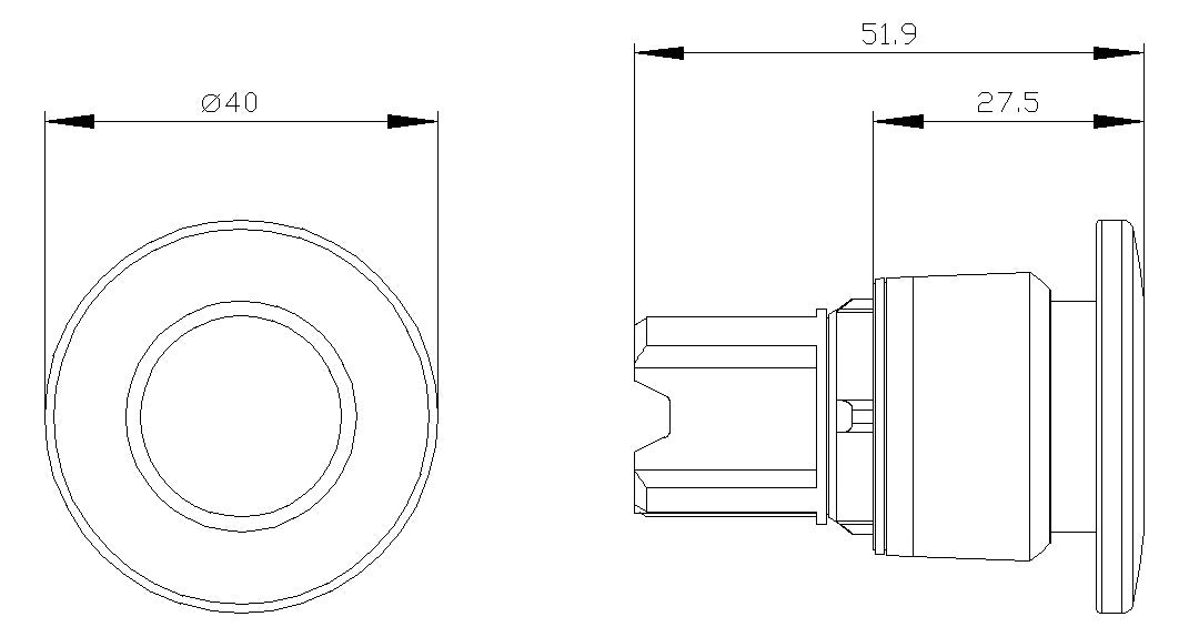 SIEMENS Frontelement für Not-Aus  22mm 3SU1000-1BA30-0AA0 ge rnd IP68 hoch