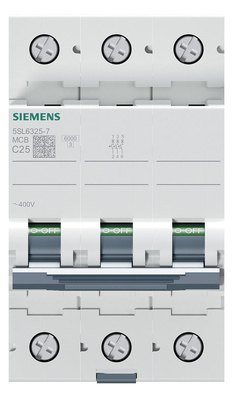 SIEMENS Leitungsschutzschalter UC C 25A 5SL6325-7 3p 400V 3TE 50Hz IP20