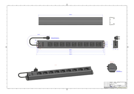 BACHMANN Steckdosenleiste 9f gr 2m 90° 300.001 IP20 1,5qmm