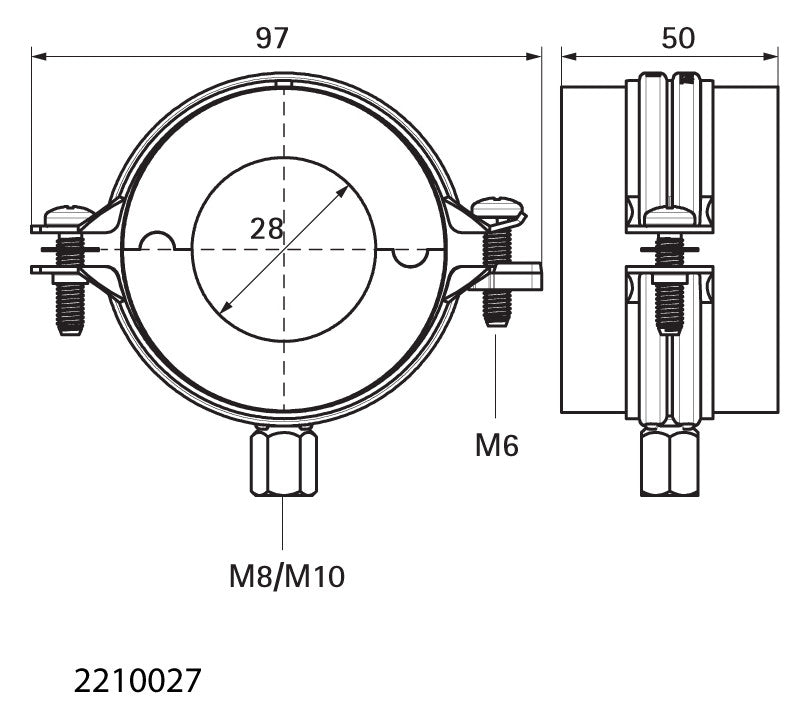 WALRAVEN Kälteschelle BISOFIX E13 28,0 mm Gewinde: M8/M10 -45/+105 C