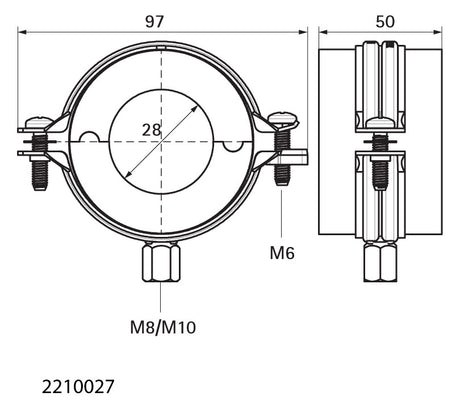 WALRAVEN Kälteschelle BISOFIX E13 28,0 mm Gewinde: M8/M10 -45/+105 C