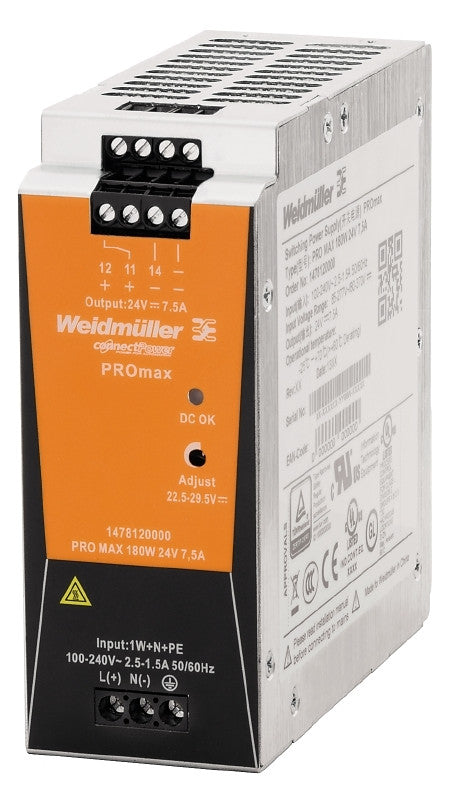 WEIDMÜLLER Wechselstromversorgung UC REG PRO MAX 180W 24V 7,5A 22,5-29,5V 7,5A