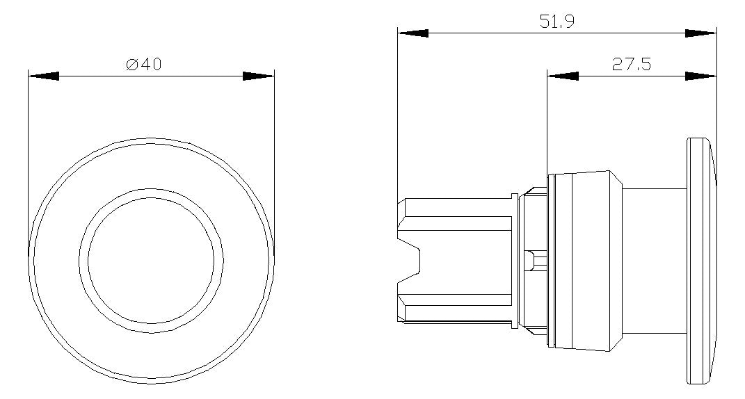 SIEMENS Frontelement für Not-Aus  22mm 3SU1000-1BD10-0AA0 sw rnd IP68 hoch