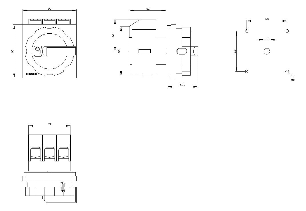 SIEMENS Hauptschalter 125A 3p IP65 Einb 3LD2804-0TK51 Wart/Rep SichSchalt