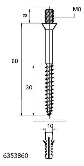Walraven Ansatzschraube ev M8x60 für Dübel 10mm | 6353860