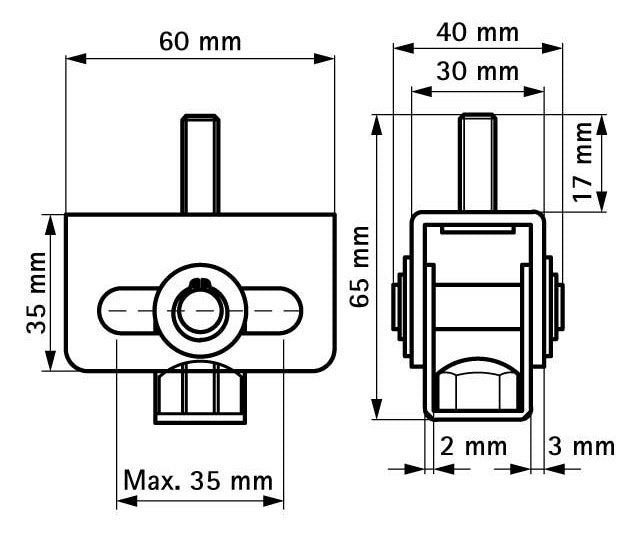 Walraven Schiebestück ev L: 65 IG:M8/10 AG:M10 bei axialer Verschiebung | 6653310