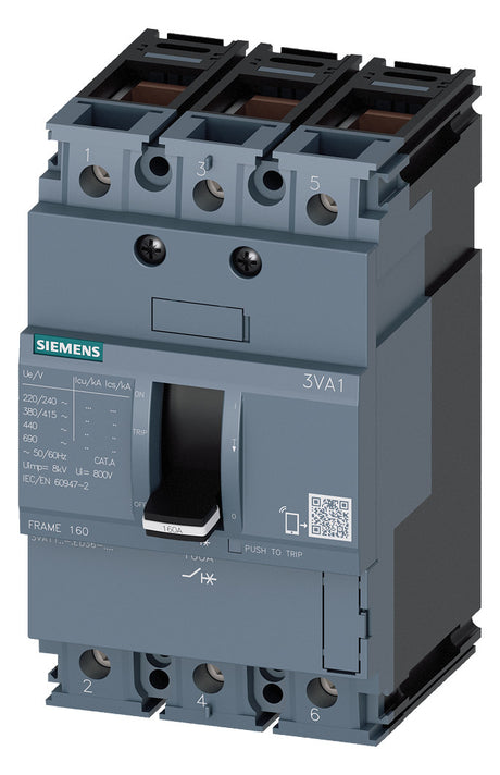 SIEMENS Leistungsschalter 63A 3p 1A/In 3VA1163-5ED36-0AA0 opt.Motorantr IP40