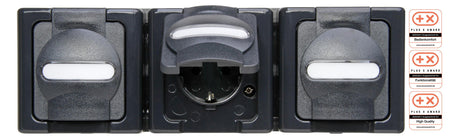 KOPP Steckdose 3f anth glz AP Klappd BSF BLUEELECTRIC 131315006 abschl IP44