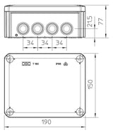 BETTERMANN Abzweigdose IP66 16qmm Kst T 160 190x150x77mm rechteck Wand/Decke