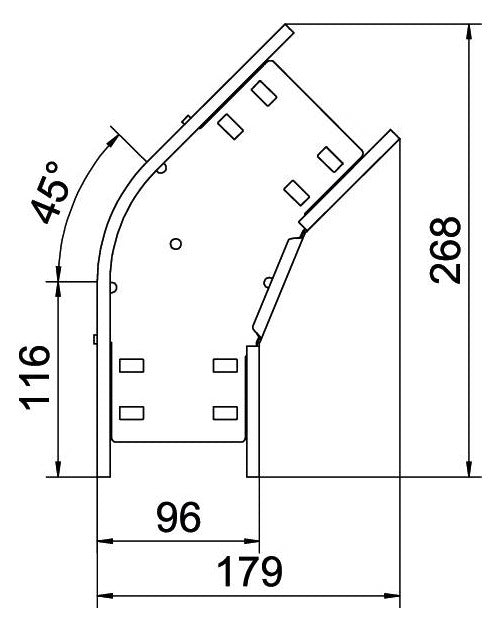 BETTERMANN Bogen_starr 45° ST horiz RB 45 610 FS 60x100mm int.Verb