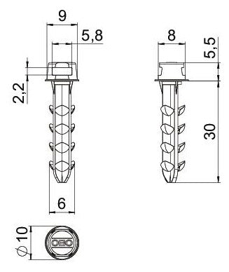 BETTERMANN Steckdübel  6mm Kst L30mm DP KB 30