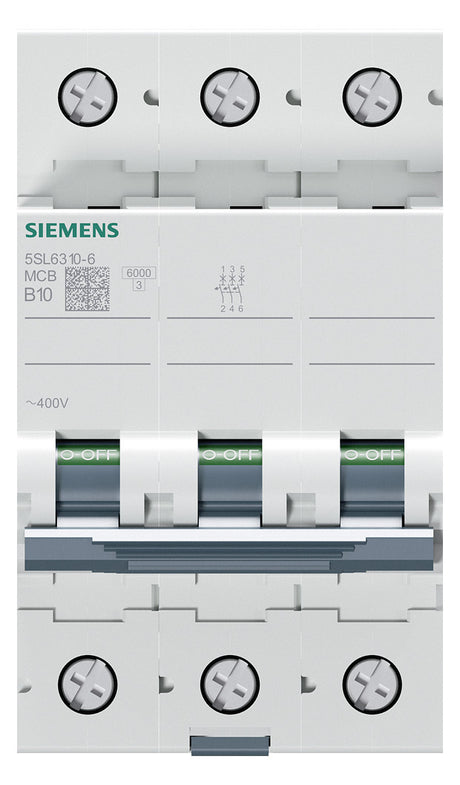 SIEMENS Leitungsschutzschalter UC B 10A 5SL6310-6 3p 400V 3TE 50Hz IP20