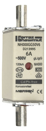 MERSEN NH-Sicherungseinsatz 6A NH000 gG NH000GG50V6 500VAC Kombik