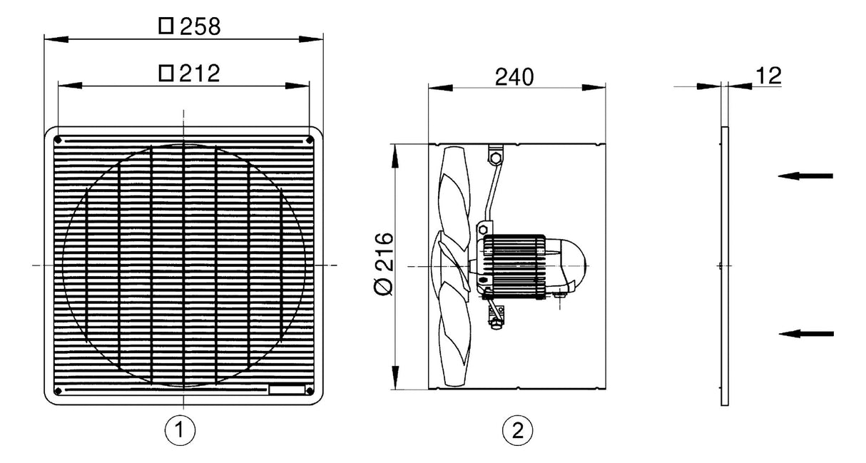 MAICO Axial-Wandventilator  200mm 230V EZF 20/4 E 500cbm/h 1380Upm Entlüft