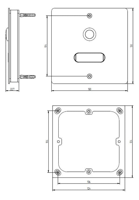 GROTHE Klingeltaster VA edst AP rechteck ETA 501 V2A AP m.Bel m.NamSchild 19mm