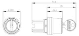 SIEMENS Schlüsselschalter 3stuf rechteck 3SU1000-4BL11-0AA0  22mm 29,45x49,5mm