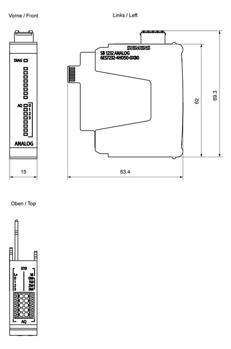 SIEMENS SPS-Analoges E/A-Modul 4Ausg 6ES7232-4HD50-0XB0 Ausg.Spg Ausg.Strom