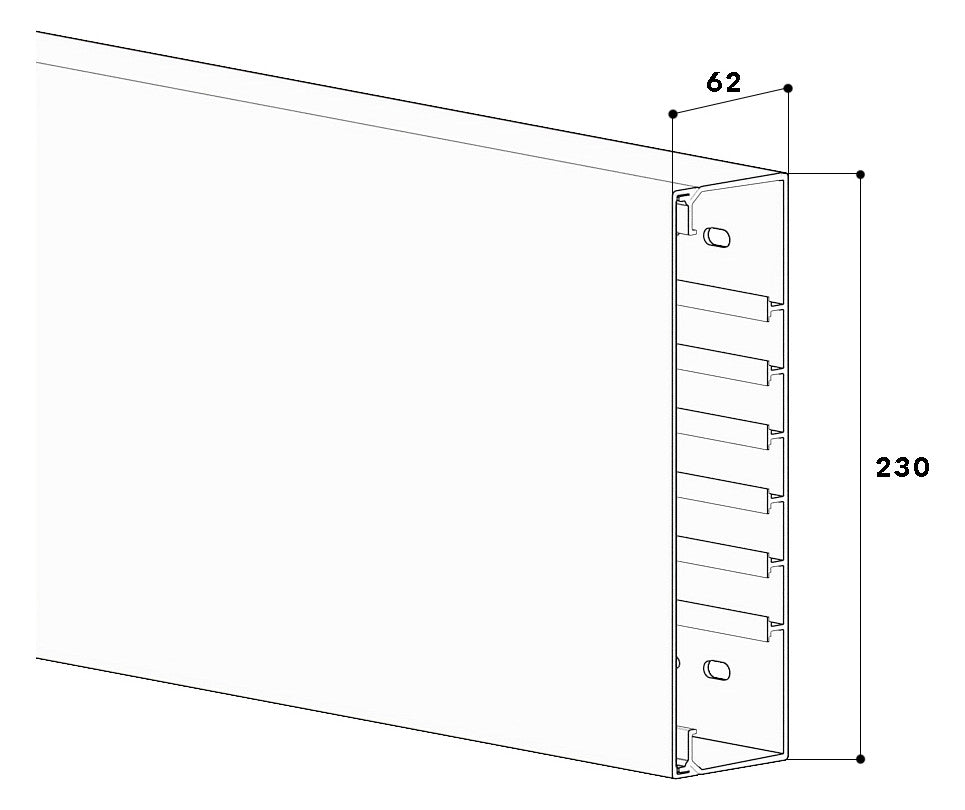 GGK Leitungsführungskanal Kst aws unbeh FB 60x230 62x230x2000mm RAL9010