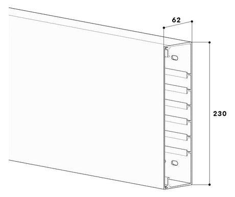 GGK Leitungsführungskanal Kst aws unbeh FB 60x230 62x230x2000mm RAL9010