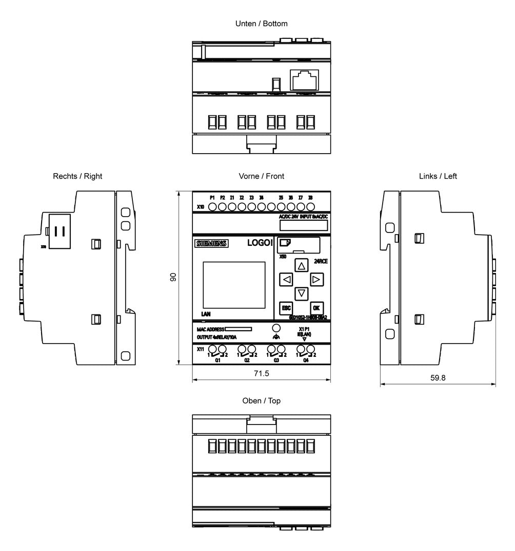 SIEMENS SPS-Steuerung modular 24VUC LOGO! 6ED1052-1HB08-0BA2 4RelAusg