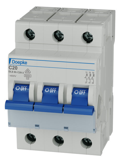 DOEPKE Leitungsschutzschalter UC C 20A DLS 6H C20-3 6KA 3p 400V 3TE 50Hz IP20
