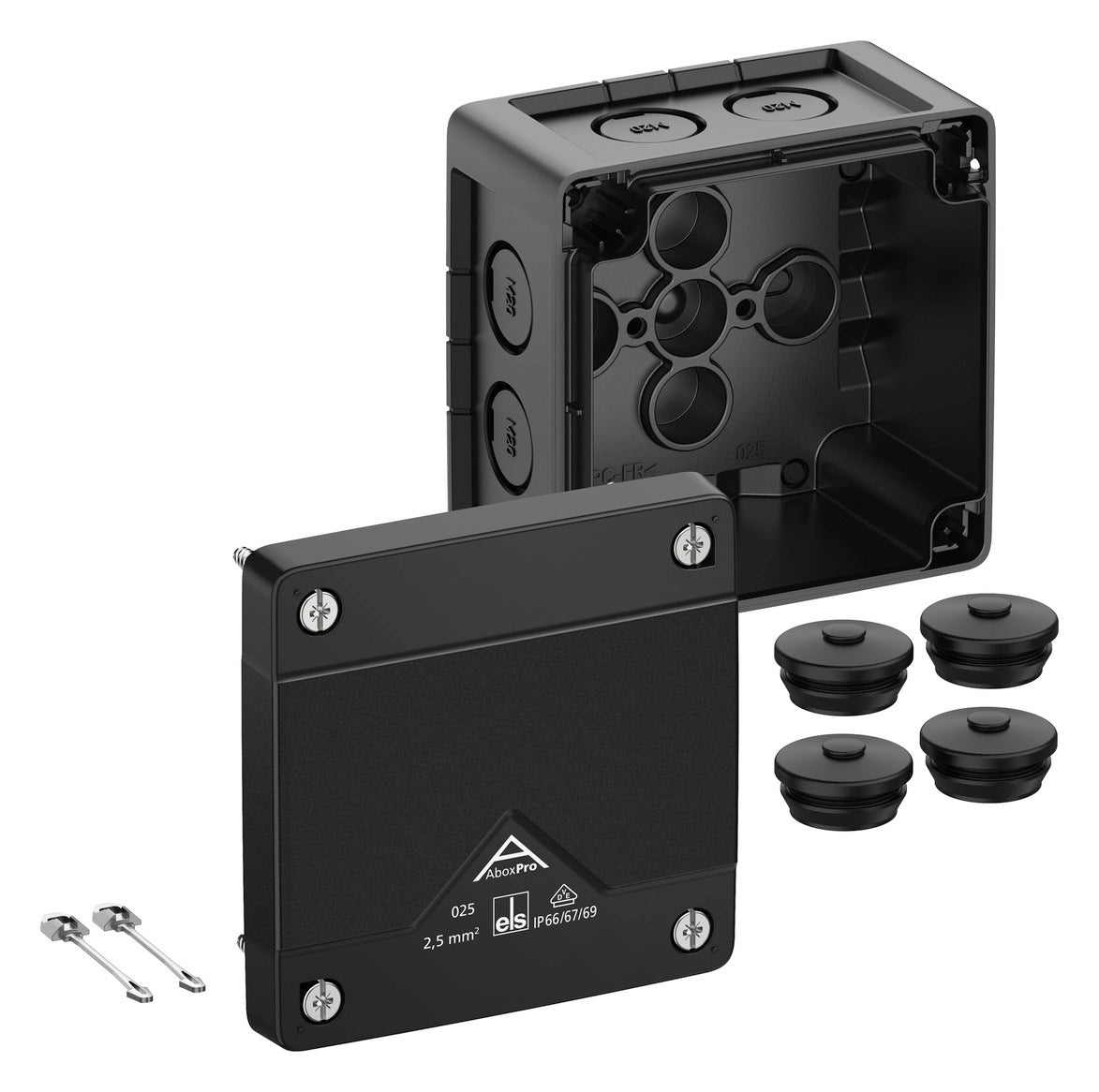 SPELSBERG Abzweigkasten 92x92mm Kst sw Abox Pro 025-L/sw IP66/IP67/IP69 IK09