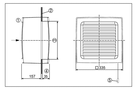 MAICO Fensterventilator 230V selbsttät EVN 22 R 640cbm/h Be/Entlüft Kst ws