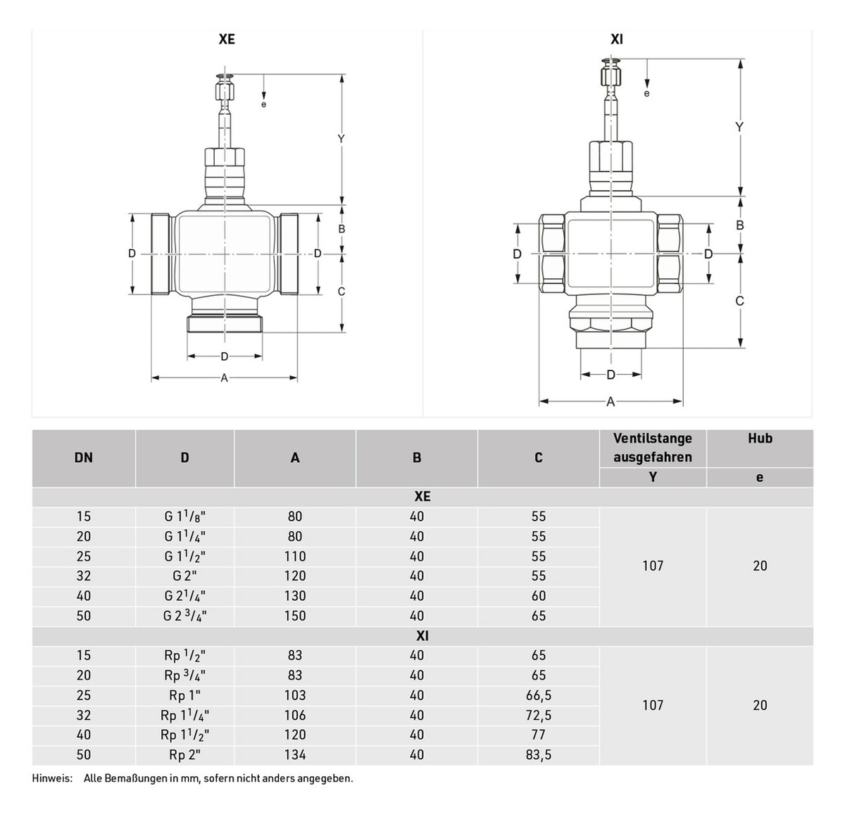 Honeywell Dreiwegeventil XI Messing, PN16, Innengewinde DN20, KVS6.3 | XI20B6.3