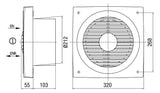 MAICO Axial-Wandventilator  200mm 230V EN 20 420cbm/h 1350Upm Entlüft IP44