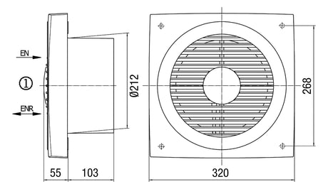 MAICO Axial-Wandventilator  200mm 230V EN 20 420cbm/h 1350Upm Entlüft IP44