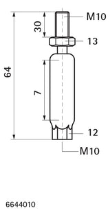 Walraven Kugelgelenk ev L: 64 M10x30 einfache Höhenverstellung, Kontrollloch | 6644010