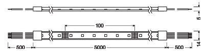 LEDVANCE LED-Lichtband 19,6W/m rgbw IP66 LS PFM -1000/RGBW/827/5/IP66 3000K DC