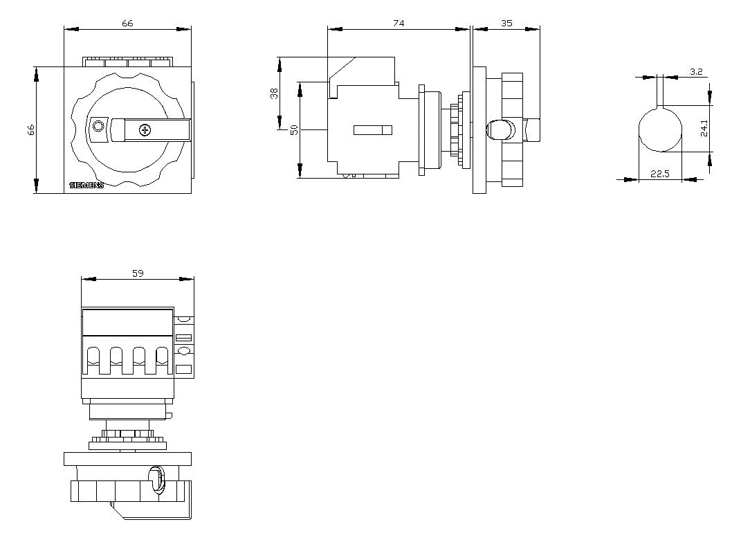 SIEMENS Hauptschalter 16A 3p IP65 Einb 3LD2054-1TP53 Wart/Rep SichSchalt