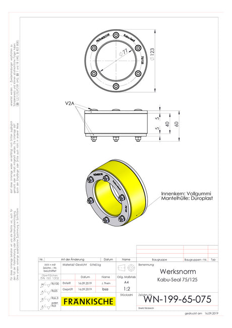 FRÄNKISCHE Mauerdurchführung  125mm Kabu-Seal 75/125 Pressringdichtung