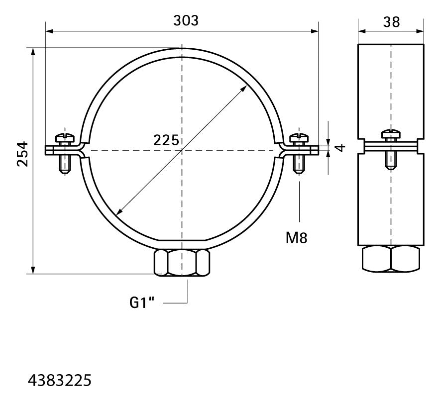 Walraven Gleitschelle 434 1 Zoll 225mm ev f. PE-Rohr (Einlegeschalen erhältl.) | 4383225