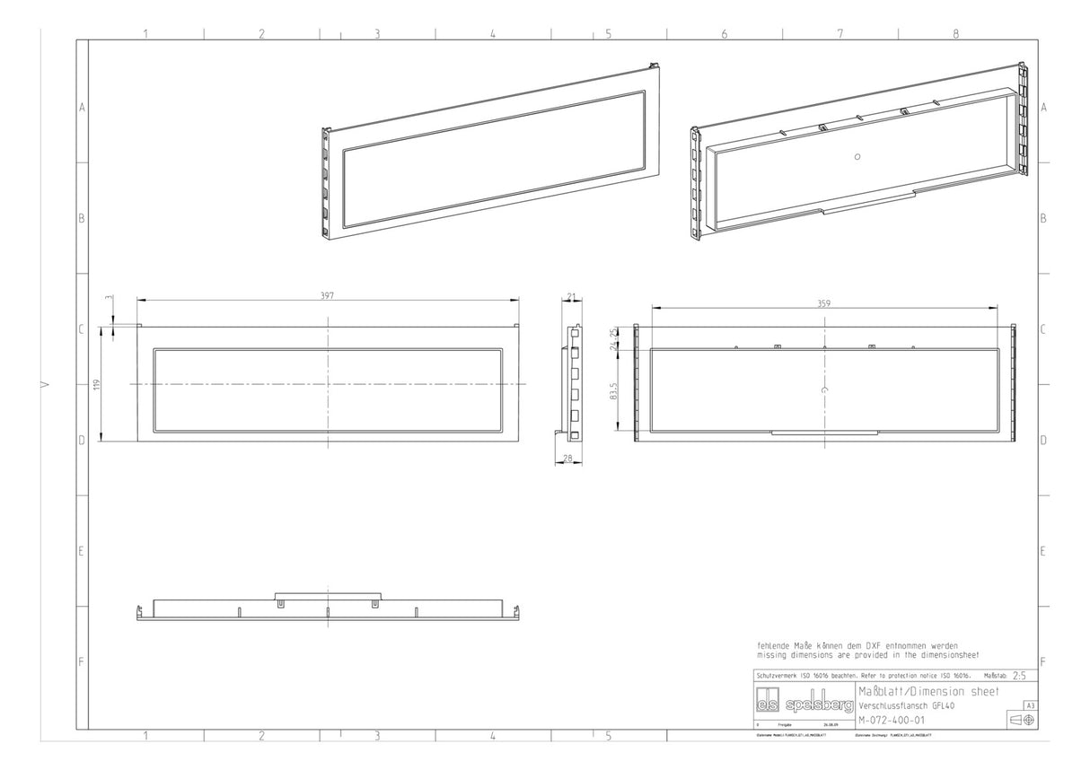 SPELSBERG Einführungsflansch Kst blind GFL 40 440x119mm unbeh